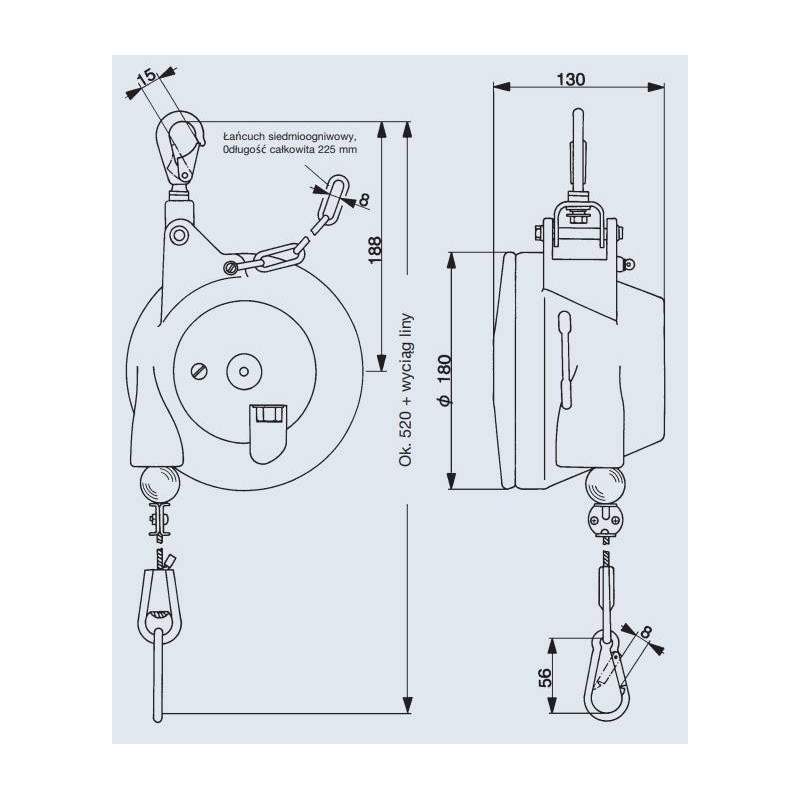 Balanser linkowy Carl Stahl Kromer 4.5-7.0kg 2000mm
