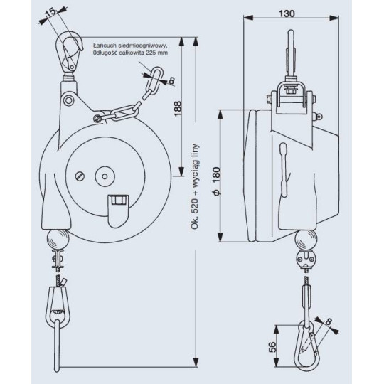 Balanser linkowy Carl Stahl Kromer 4.5-7.0kg 2000mm