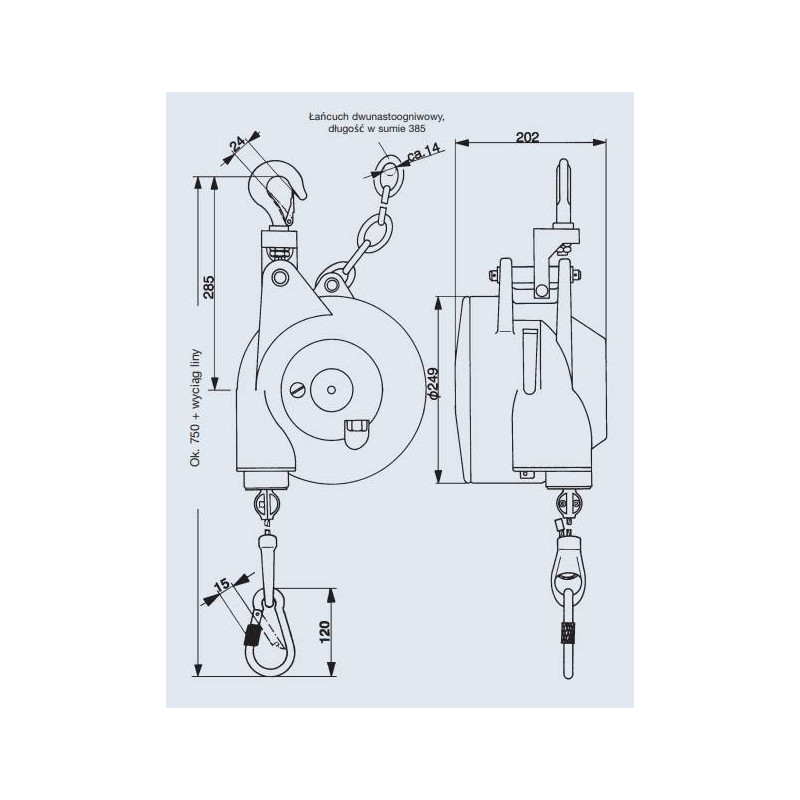 Balanser linkowy Carl Stahl Kromer 20.0-30.0kg 2000mm