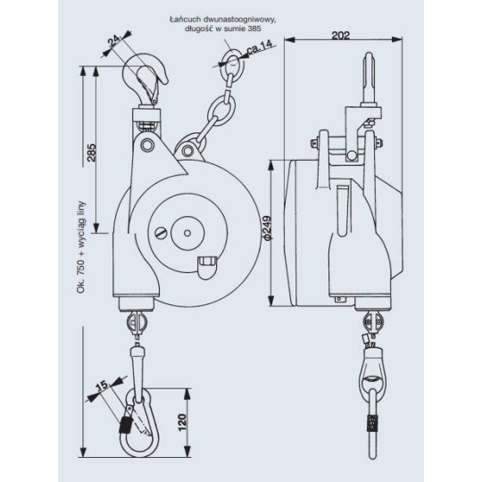 Balanser linkowy Carl Stahl Kromer 20.0-30.0kg 2000mm