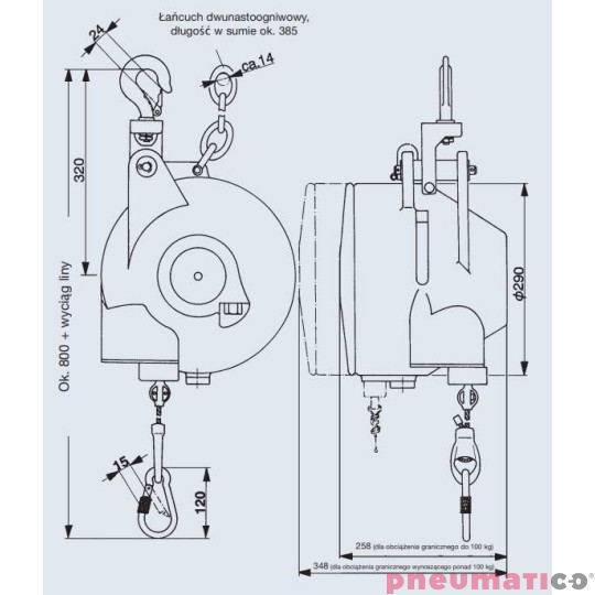 Balanser linkowy Carl Stahl Kromer 115.0-130.0kg 3000mm