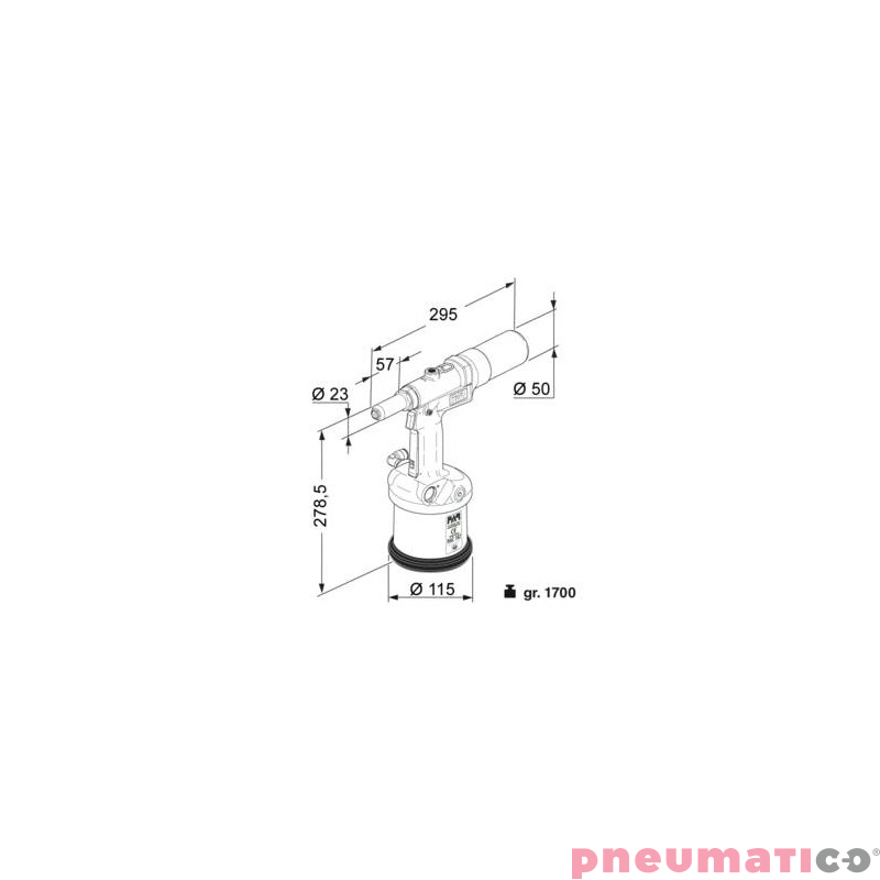 Nitownica do nit&oacute;w zrywalnych FAR RAC 182 z pojemnikiem