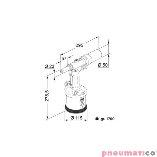 Nitownica do nit&oacute;w zrywalnych FAR RAC 182 z pojemnikiem