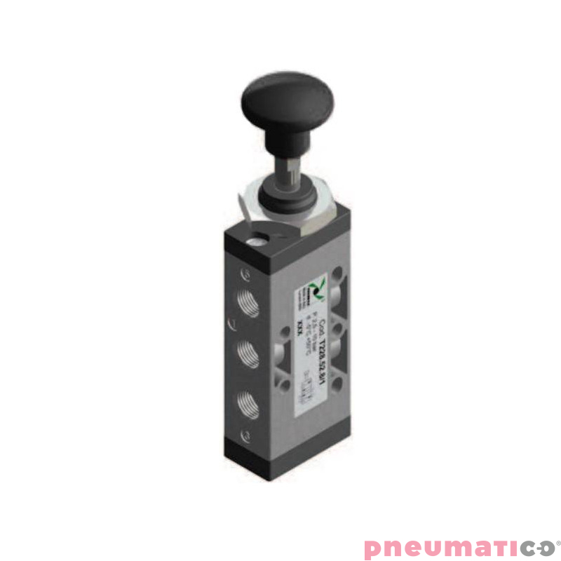 Zaw&oacute;r ręczny - przycisk typu grzybek dwupozycyjny Pneumax 5/2 1/8" TECNO