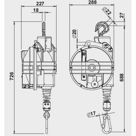 Balanser linkowy TECNA 9412.B1_wymiary