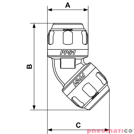 Kolano 45° aluminiowe Prevost 32mm PPS1 4C32 Kolano 45° aluminiowe Prevost 32mm PPS1 4C32