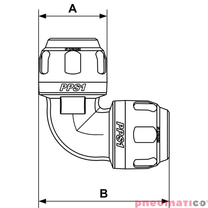 Kolano 90&deg; aluminiowe Prevost 20mm PPS1 9C20