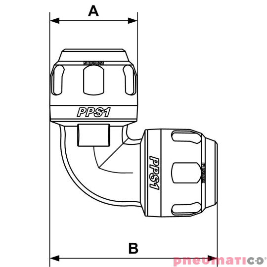 Kolano 90&deg; aluminiowe Prevost 50mm PPS1 9C50