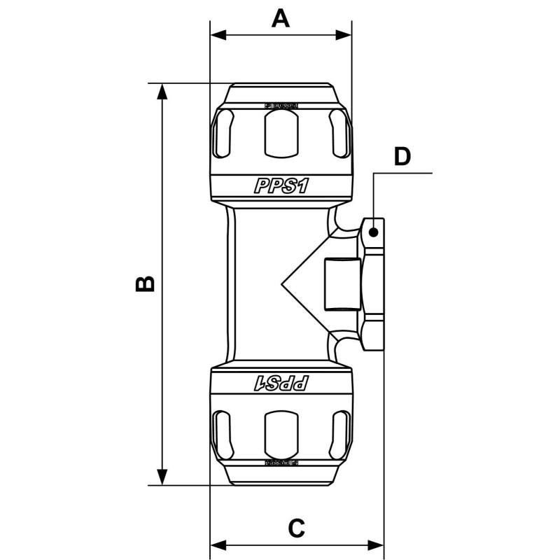 Tr&oacute;jnik typu T z gwintem wewnętrznym Prevost 25mm G1/2 PPS1 TT2512