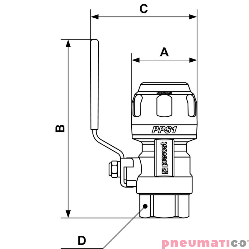 Zaw&oacute;r kulowy z jednostronnym gwintem wew. r&oacute;wnoległy Prevost 40mm G1 1/4 PPS1 RSIF4042