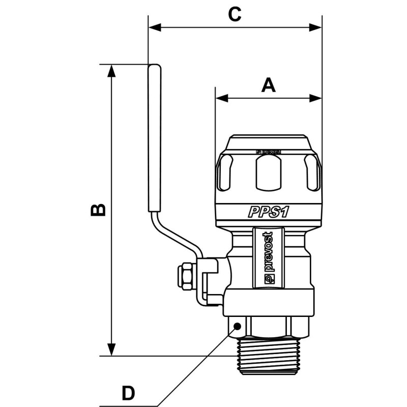 Zaw&oacute;r kulowy z jednostronnym gwintem zew. r&oacute;wnoległy Prevost 40mm R1 1/4 PPS1 RSIM4042