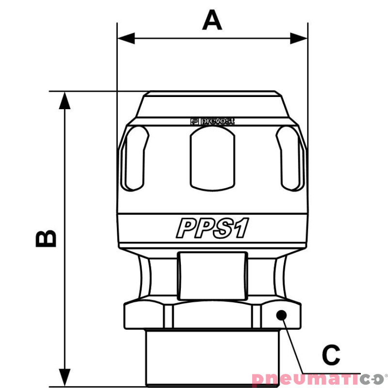 Złącze proste z gwintem wew. Prevost 20mm G1/2 PPS1 MF2012