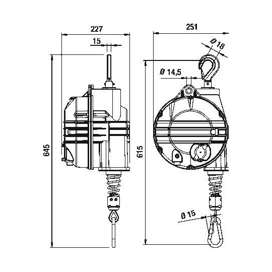 Balanser linkowy TECNA 9509AX.F wymiary