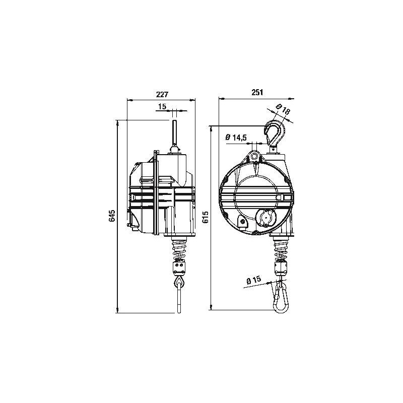 Balanser linkowy TECNA 9508AX.F wymiary