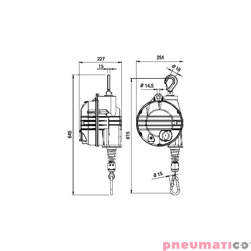 Balanser linkowy TECNA 9504AX.F wymiary Balanser linkowy TECNA 9504AX.F wymiary