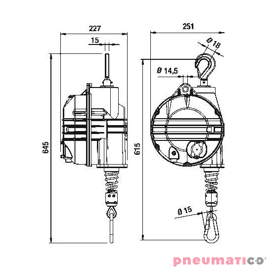 Balanser linkowy TECNA 9504AX.F wymiary Balanser linkowy TECNA 9504AX.F wymiary