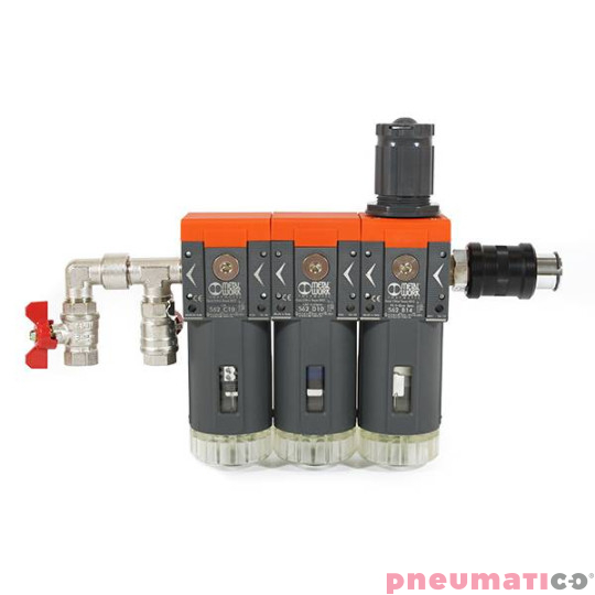 Zestaw filtr&oacute;w Pneumatico  AIRPRO-3 0,01 mikrona z aktywnym węglem 1/2"