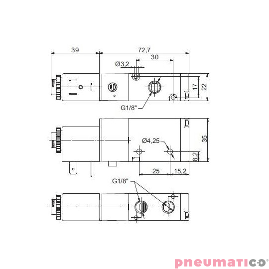 Zawór elektropneumatyczny 3/2 NC PNEUMAX 1/8 8880.32.C.39.F57 110VAC Zawór elektropneumatyczny 3/2 NC PNEUMAX 1/8 8880.32.C.39.F57 110VAC