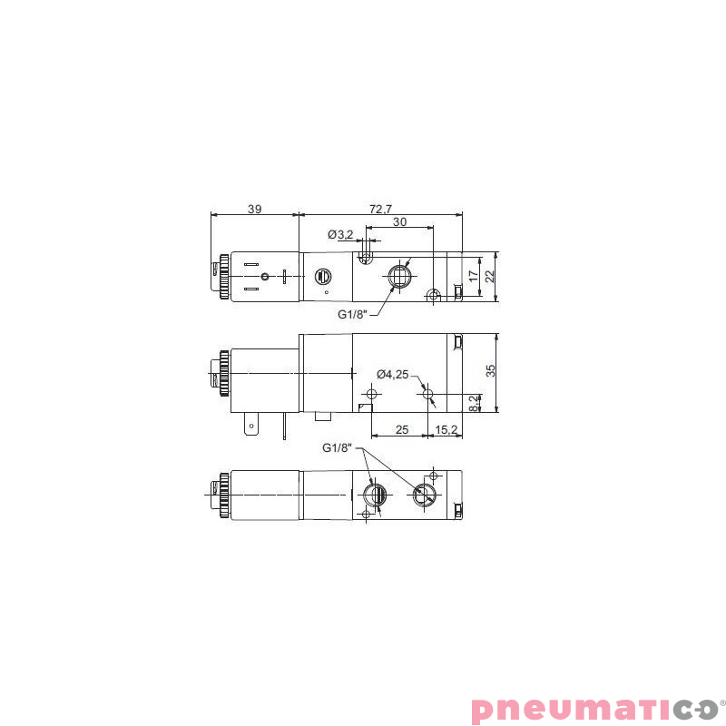 Zawór elektropneumatyczny 3/2 NC PNEUMAX 1/8 8880.32.C.39.F56 24VAC Zawór elektropneumatyczny 3/2 NC PNEUMAX 1/8 8880.32.C.39.F56 24VAC