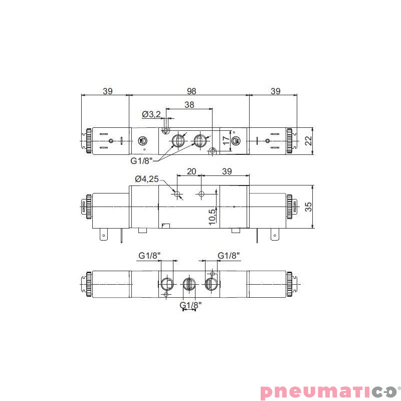 Zawór elektropneumatyczny 5/2 bistabilny PNEUMAX 1/8 8880.52.00.35.F57 AC_110V Zawór elektropneumatyczny 5/2 bistabilny PNEUMAX 1/8 8880.52.00.35.F57 AC_110V