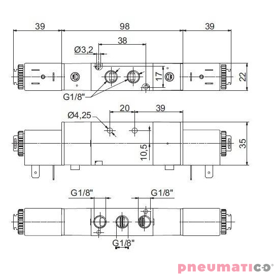 Zawór elektropneumatyczny 5/3 CC PNEUMAX 1/8 8880.53.33.35.F56 110VAC Zawór elektropneumatyczny 5/3 CC PNEUMAX 1/8 8880.53.33.35.F56 110VAC