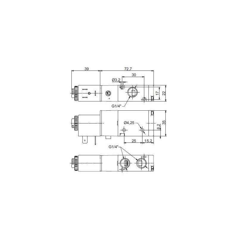 Zaw&oacute;r elektropneumatyczny 3/2 NC PNEUMAX 1/4 8884.32.C.39.F57 AC_110V