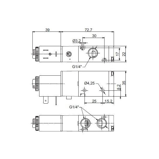 Zaw&oacute;r elektropneumatyczny 3/2 NC PNEUMAX 1/4 8884.32.C.39.F57 AC_110V