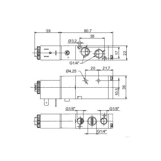 Zaw&oacute;r elektropneumatyczny 5/2 PNEUMAX 1/4 8884.52.00.39.F56 24VAC