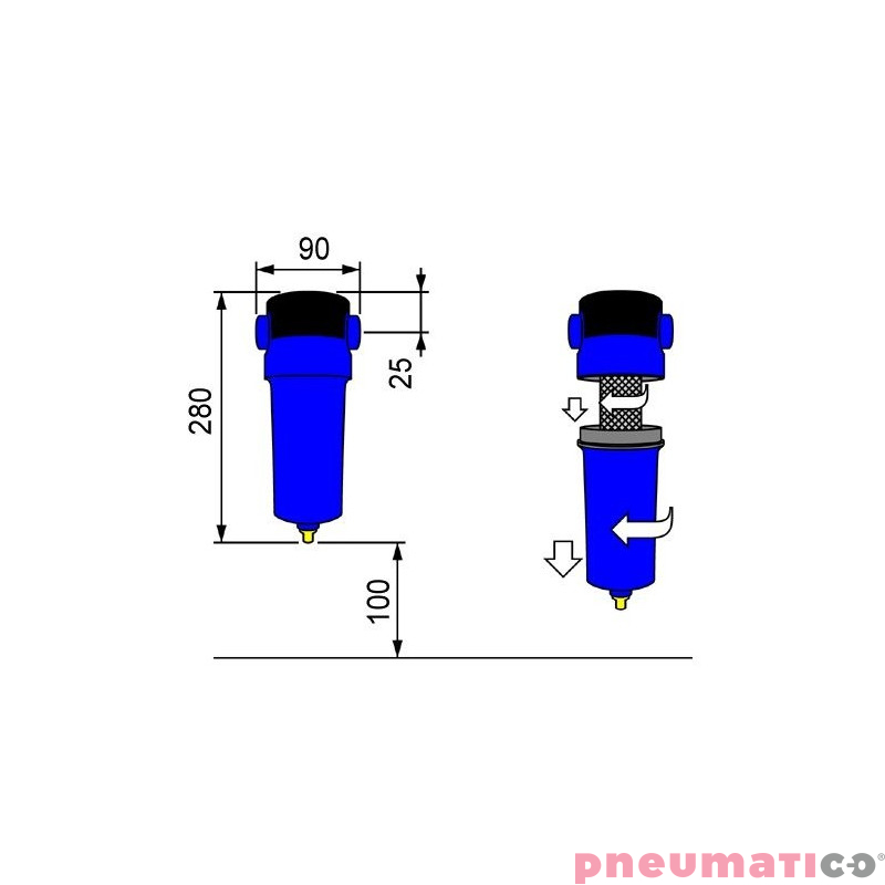 Filtr powietrza OMI F0018HF 3/4 Filtr powietrza OMI F0018HF 3/4
