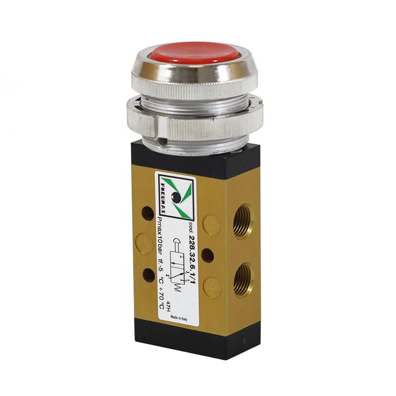 Zawór ręczny - przycisk sprężyna 3/2 PNEUMAX Zawór ręczny - przycisk sprężyna 3/2 PNEUMAX