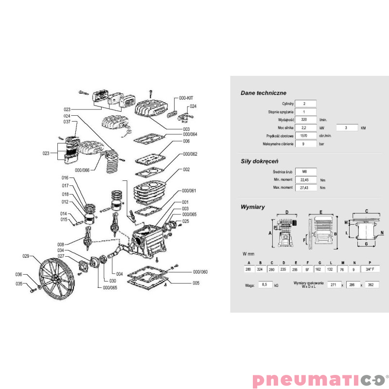 Pompa tłokowa - Agregat sprężarkowy ABAC 2800 B B2800B Pompa tłokowa - Agregat sprężarkowy ABAC 2800 B B2800B