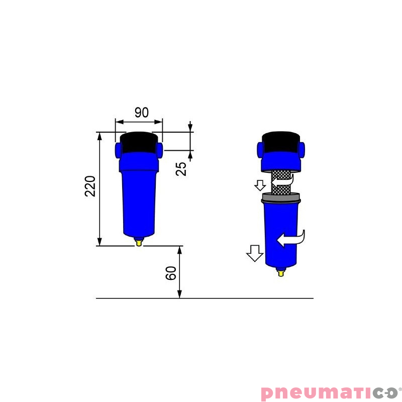 Filtr powietrza OMI F0005PF 3/8 Filtr powietrza OMI F0005PF 3/8