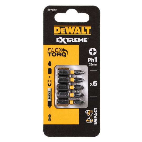 BIT udarowy Ph1 x 25mm udar 5szt DEWALT TORSION DT7993T BIT udarowy Ph1 x 25mm udar 5szt DEWALT TORSION DT7993T