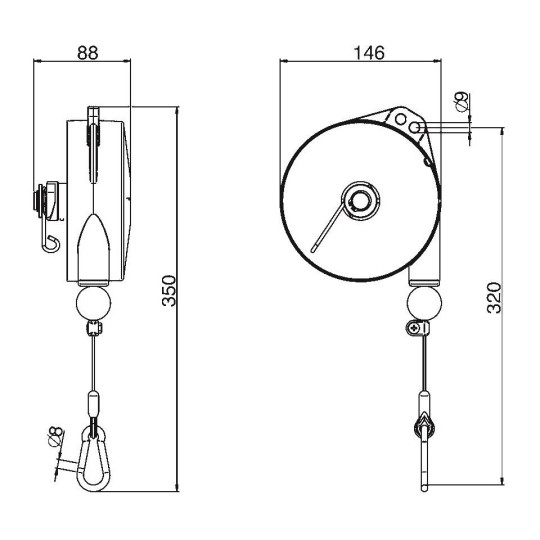 Balanser linkowy TECNA 9321IL 2-4 kg 2000mm Balanser linkowy TECNA 9321IL 2-4 kg 2000mm