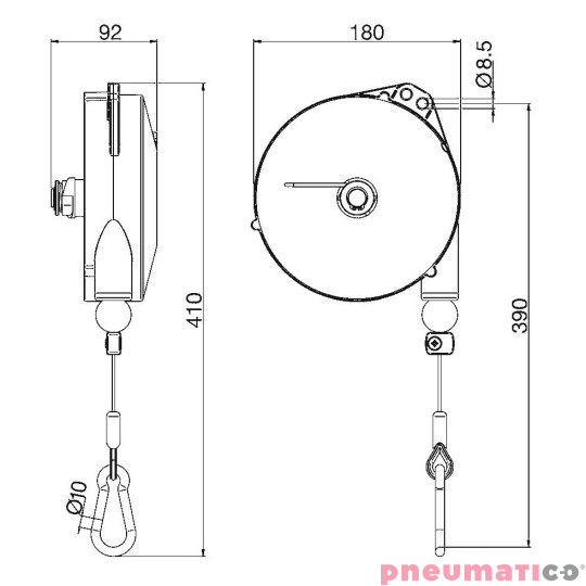 Balanser linkowy TECNA 9340IL 10-14 kg 2500mm