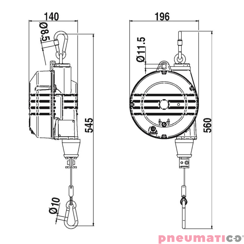 Balanser linkowy TECNA 9357RL 14-18 kg 2000mm