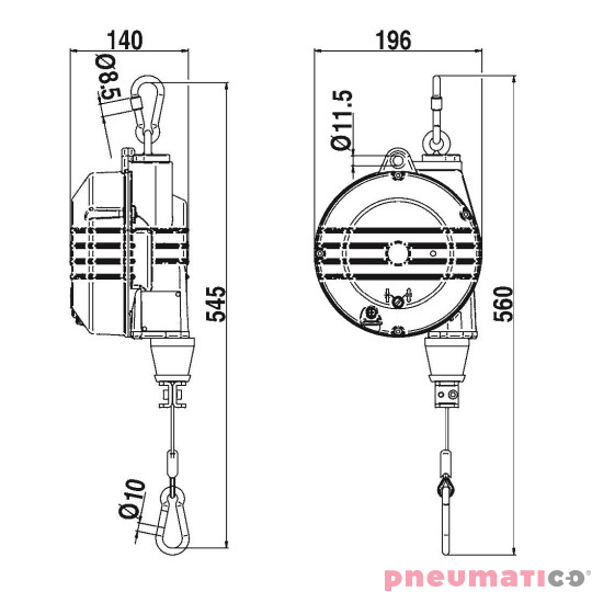 Balanser linkowy TECNA 9357RL 14-18 kg 2000mm
