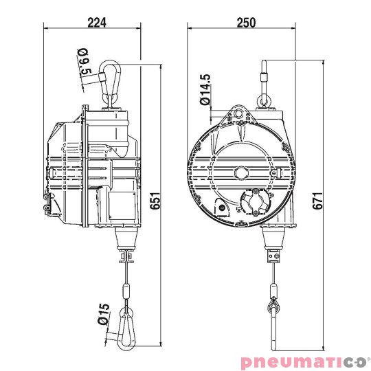 Balanser linkowy TECNA 9524RL 50-60 kg 2700mm