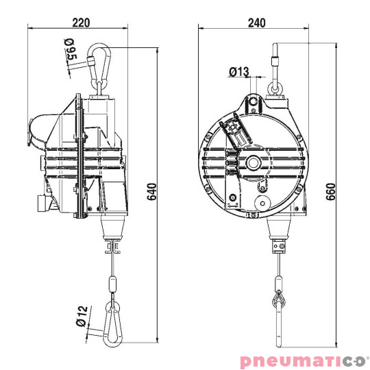 Balanser linkowy TECNA 9369RL 65-75 kg 2000mm