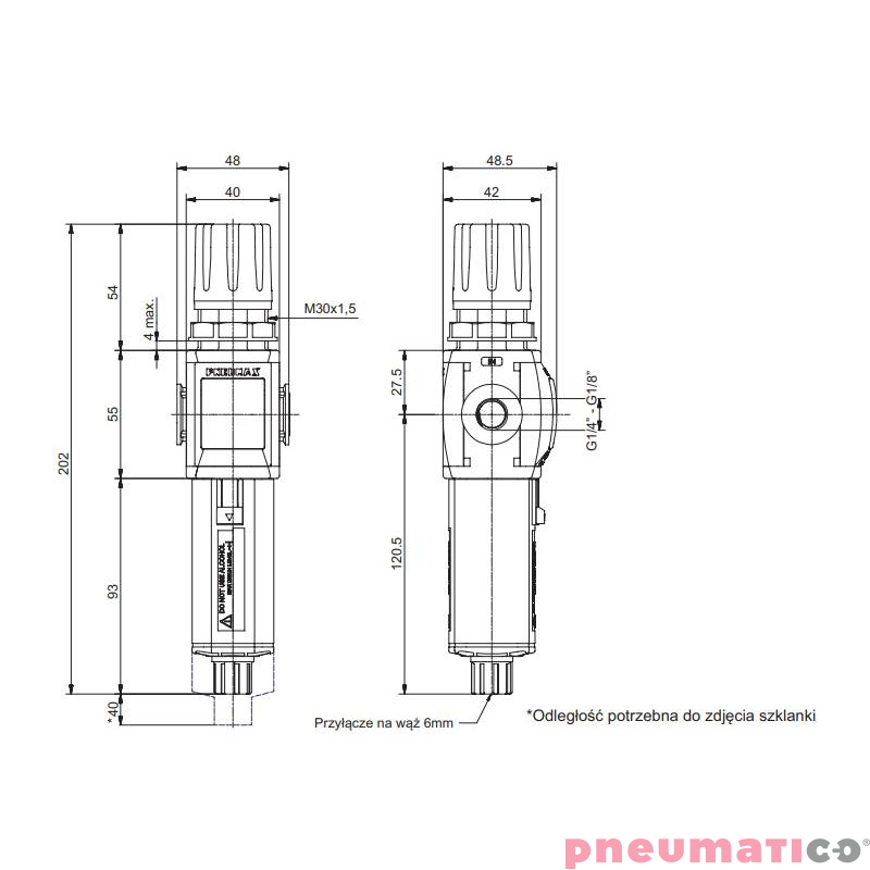 Filtroreduktor z manometrem Pneumax T171BEMBD