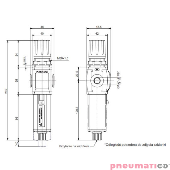 Filtroreduktor z manometrem Pneumax T171BEMBD