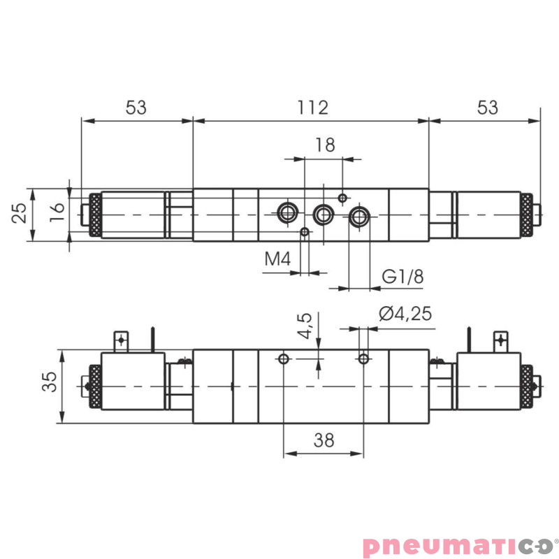 Zawór elektromagnetyczny - cewka - cewka 5/3 PNEUMAX Zawór elektromagnetyczny - cewka - cewka 5/3 PNEUMAX