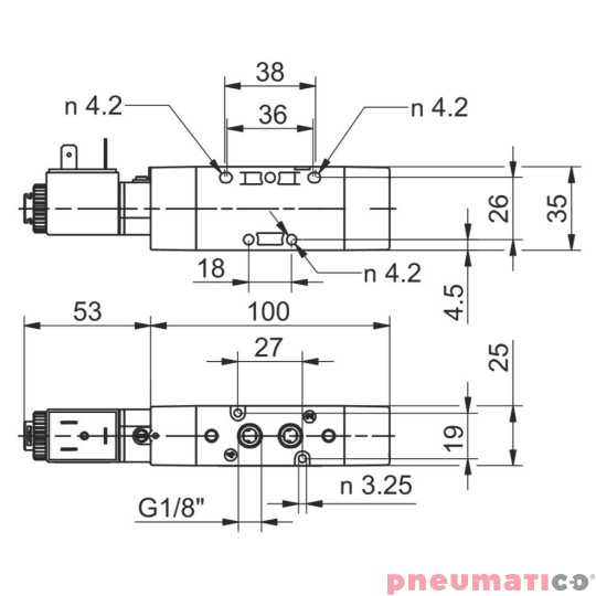 Zawór elektromagnetyczny - cewka sprężyna 5/2 PNEUMAX T488.52.0.1E.M58 220V Zawór elektromagnetyczny - cewka sprężyna 5/2 PNEUMAX T488.52.0.1E.M58 220V