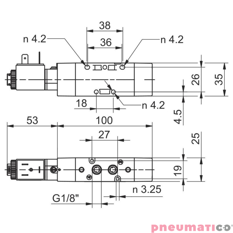 Zawór elektromagnetyczny - cewka sprężyna powietrzna 5/2 PNEUMAX T488.52.0.12.M56 24 V Zawór elektromagnetyczny - cewka sprężyna powietrzna 5/2 PNEUMAX T488.52.0.12.M56 24 V