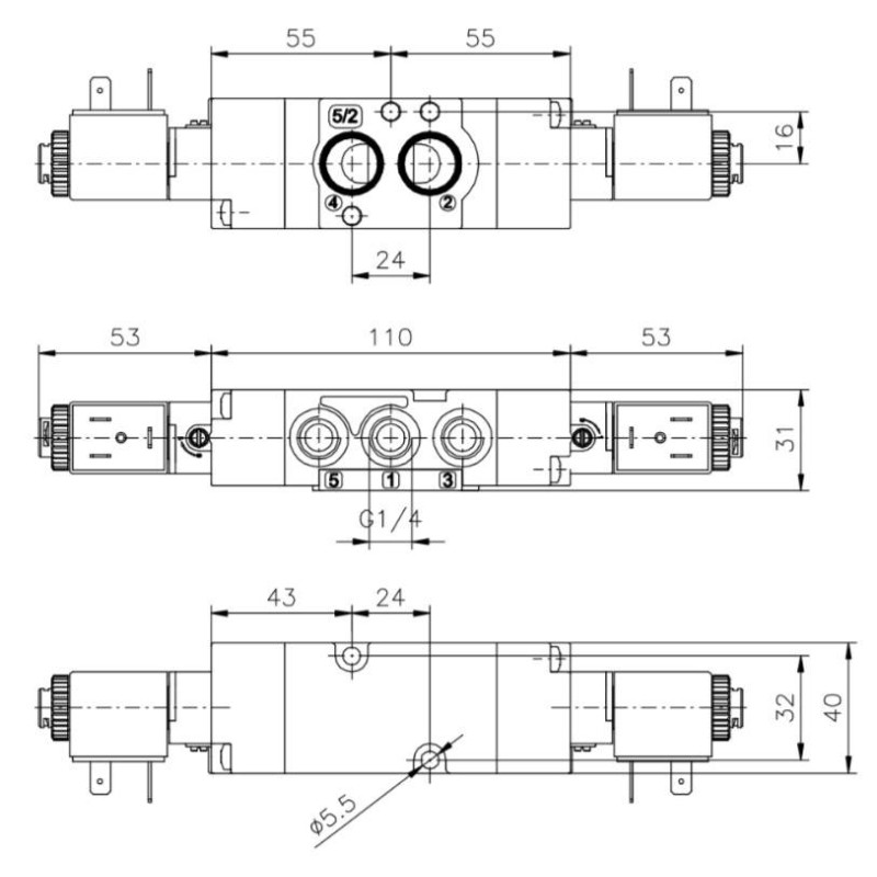 Elektrorozdzielacz bistabilny 5/2 PNEUMAX T514.52.00.35.B57 110V Elektrorozdzielacz bistabilny 5/2 PNEUMAX T514.52.00.35.B57 110V