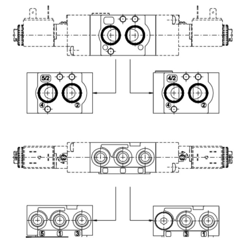Elektrozawór 5/2 - 4/2 (zestaw uniwersalny) PNEUMAX T514.92.00.35.B58 220V Elektrozawór 5/2 - 4/2 (zestaw uniwersalny) PNEUMAX T514.92.00.35.B58 220V