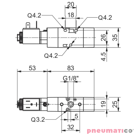 Zawór elektromagnetyczny - cewka sprężyna 3/2 PNEUMAX T488.32.0.1E.M57 110V Zawór elektromagnetyczny - cewka sprężyna 3/2 PNEUMAX T488.32.0.1E.M57 110V