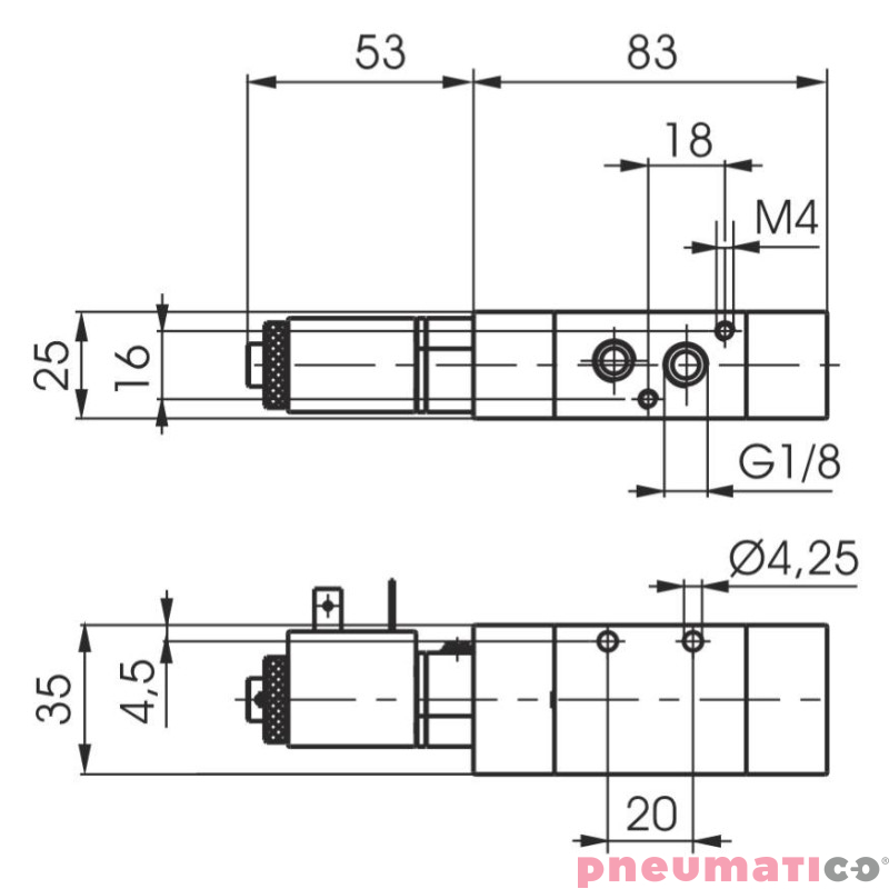 Zaw&oacute;r elektromagnetyczny - cewka sprężyna powietrzna 3/2 PNEUMAX 488.32.0.12.M57 110VAC