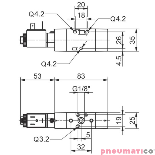 Zawór elektromagnetyczny - cewka sprężyna powietrzna 3/2 PNEUMAX T488.32.0.12.M9 24VDC Zawór elektromagnetyczny - cewka sprężyna powietrzna 3/2 PNEUMAX T488.32.0.12.M9 24VDC