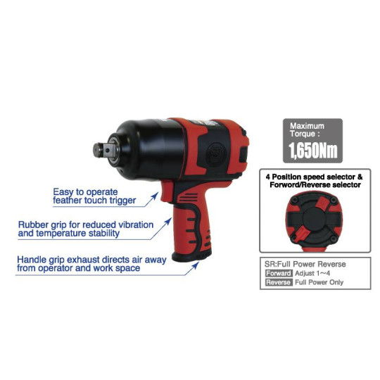 Klucz udarowy SHINANO SI-1550SR 3/4'' 1650Nm